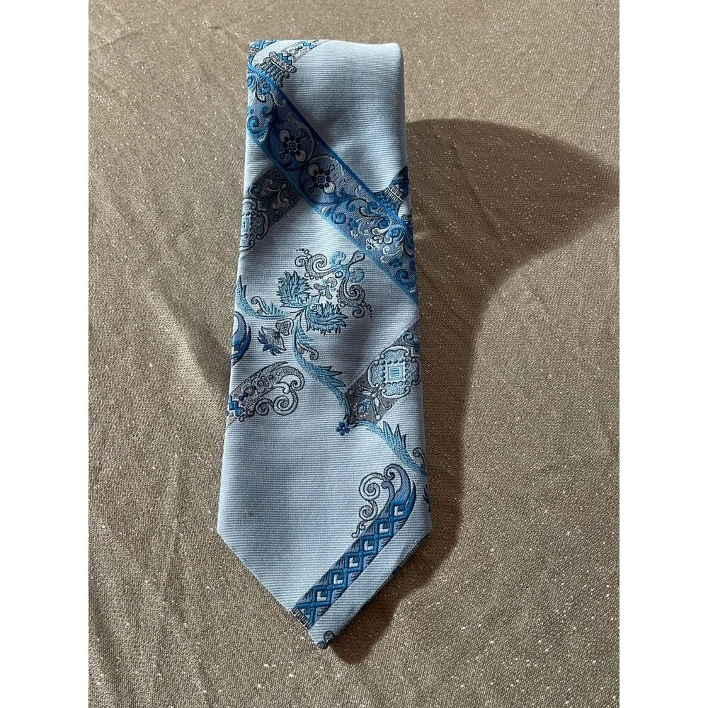 Vintage 70s Blue Wide Tie 1970s Retro Groovy Funky Boho Hippie Costume Necktie